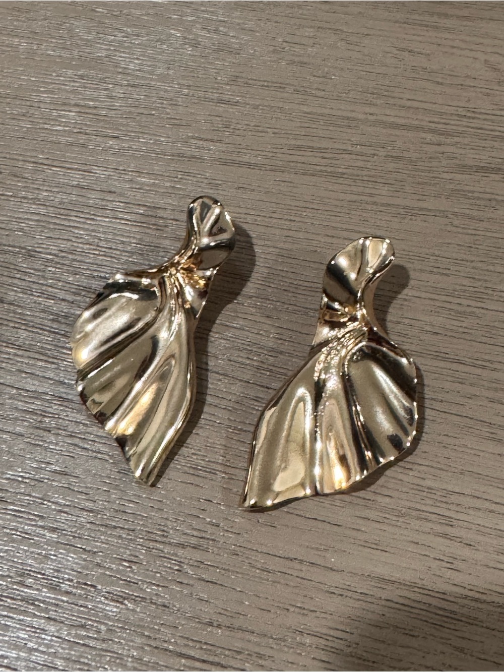 Mango Gold-Tone Sculpted Petal Drop Earrings
